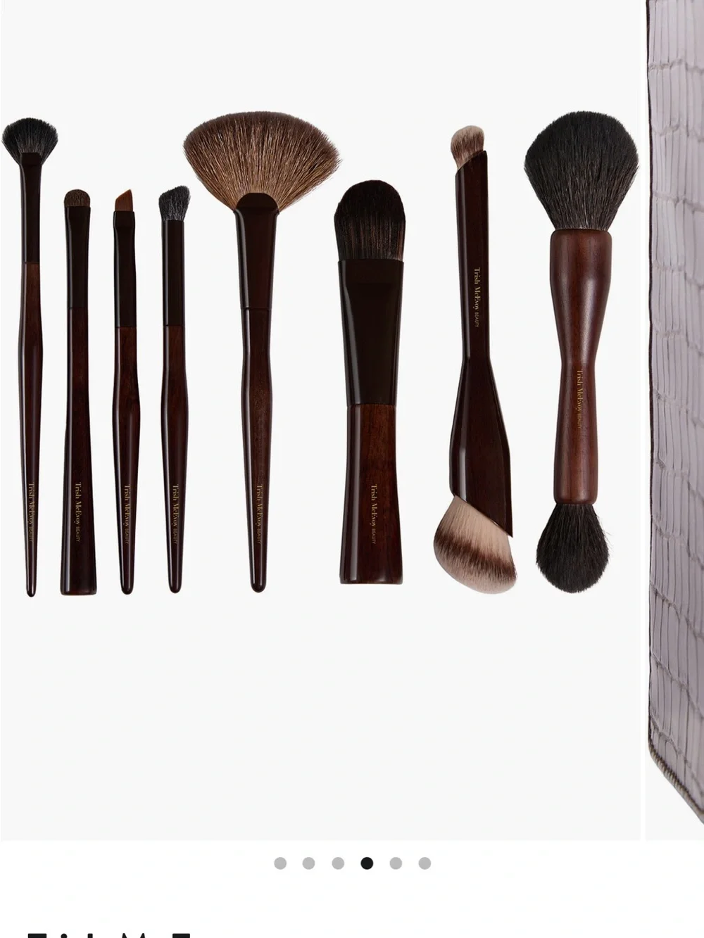 Trish McEvoy Dark Brown Croc-Embossed Brush Set with Zip Case